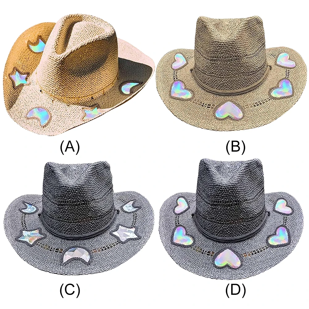 Straw Western Cowboy Hat for Women Summer