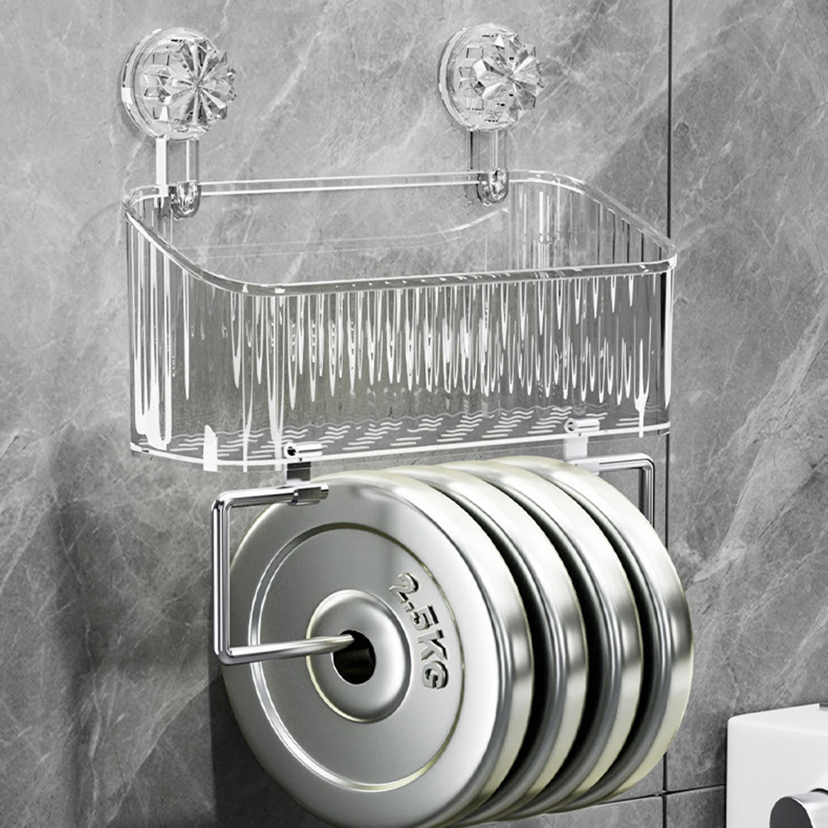 New Thick Durable Bearing Capacity Non-Punching Suction Wall Hanging Kitchen Bathroom Multi-Functional Storage Frame