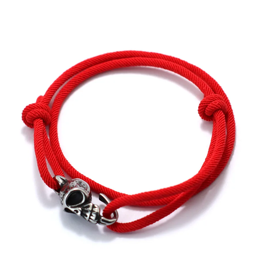 Men Gothic Skull Adjustable String Bracelet