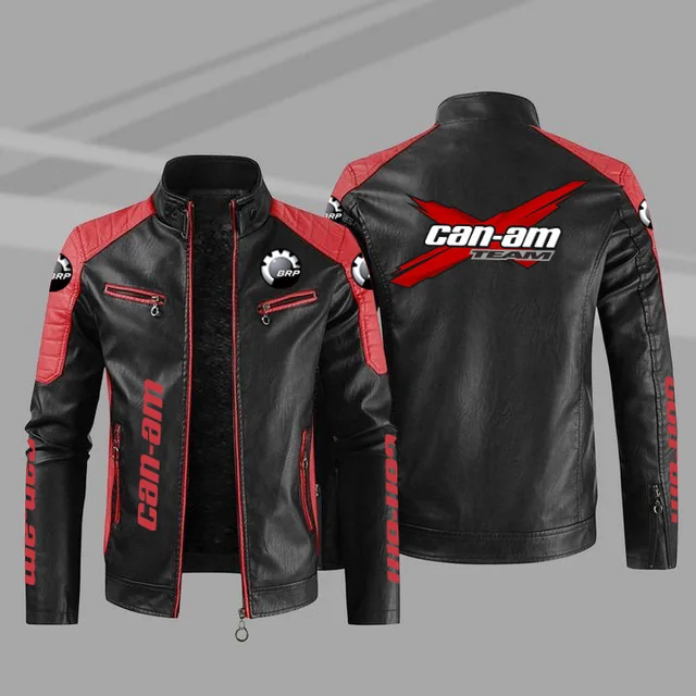 European size thin can-am motorcycle motorcycle leather jacket fashionable men's PU windproof spring and autumn jacket