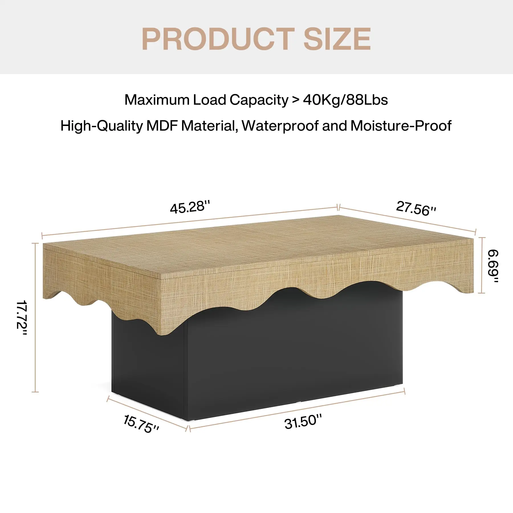 Tribesigns Farmhouse Coffee Tables for Living Room, 45 Inch Rectangular Rustic Classic Cocktail Table, Wooden One Style Fits All 2