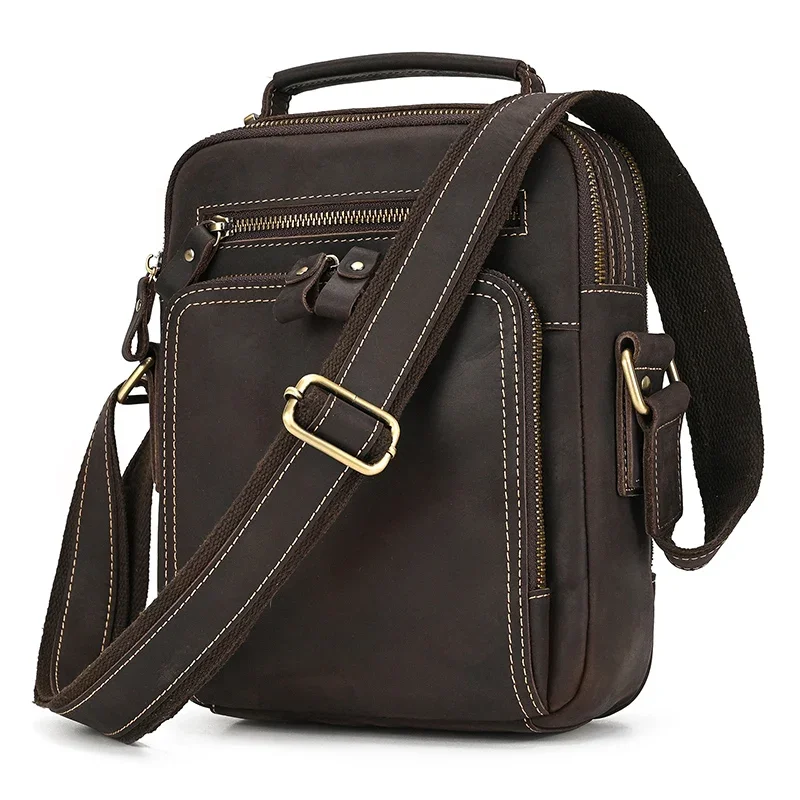 Genuine Leather Shoulder Crossbody Bag for Men