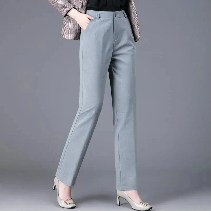 2023  Slim Fit Office Ol Suit Pants Women Classic High Waist Straight Trousers Business Vintage Formal Work Pencil Pantalones