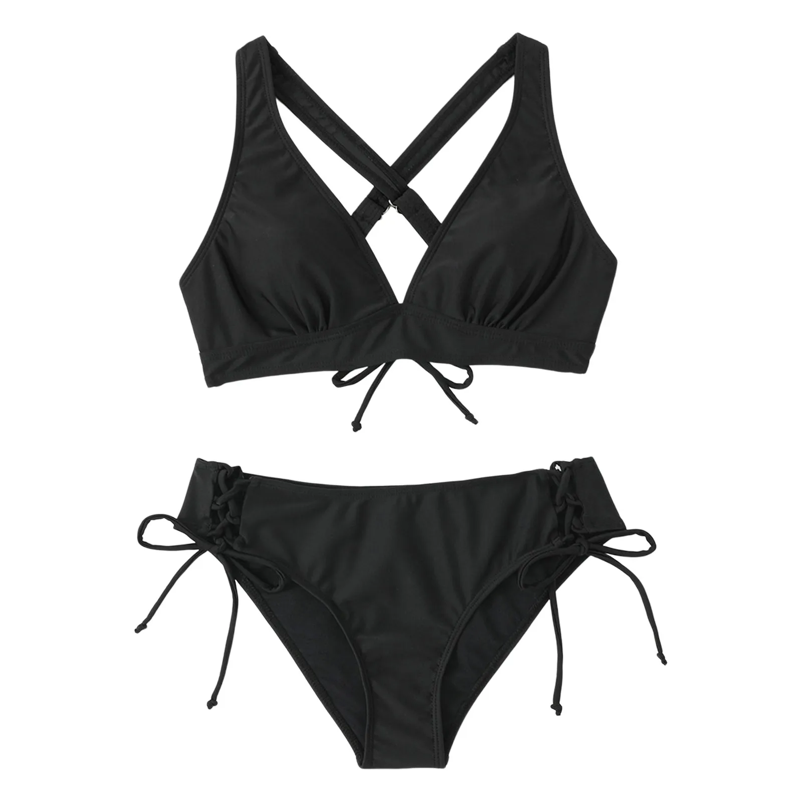 

Женский новый купальник-бикини, Женский однотонный соблазнительный купальник-бикини с разрезом, женские купальники с оборками