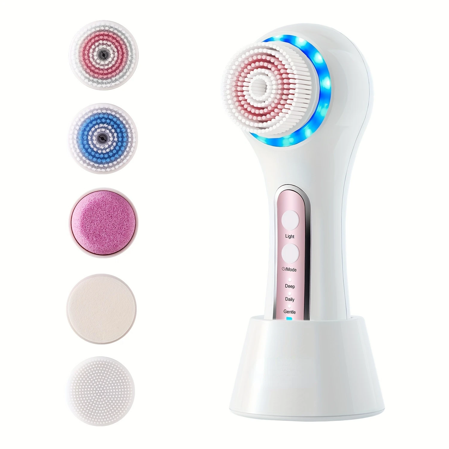 

Face Scrubber Exfoliator,Facial Cleansing Brush Rechargeable IPX7 Waterproof with 5 Brush Heads,Face Spin Brush for Exfoliating,