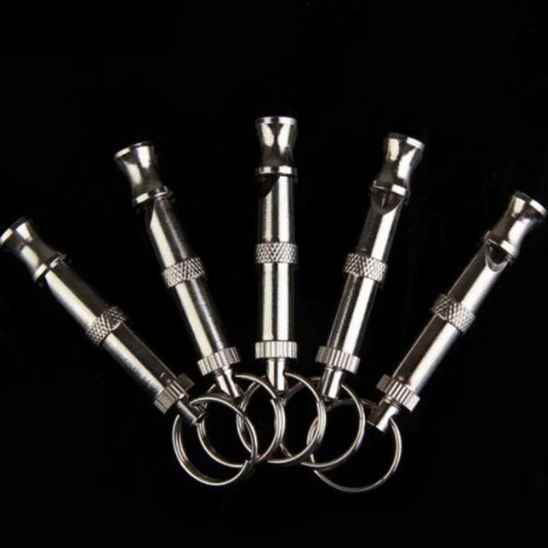 Two-tone Adjustable Pet Dogs Whistle Anti Bark Ultrasonic Sound Dogs Training Flute Interactive Cat Training Toys Keychain dog whistle