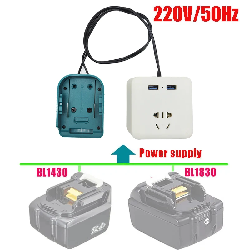 

Инвертор мощности 60 Вт, модифицированный синусоидальный сигнал постоянного тока в переменный ток 220 В, зарядное устройство USB для Makita 14,4 В 18 в, литий-ионная батарея BL1430 BL1830