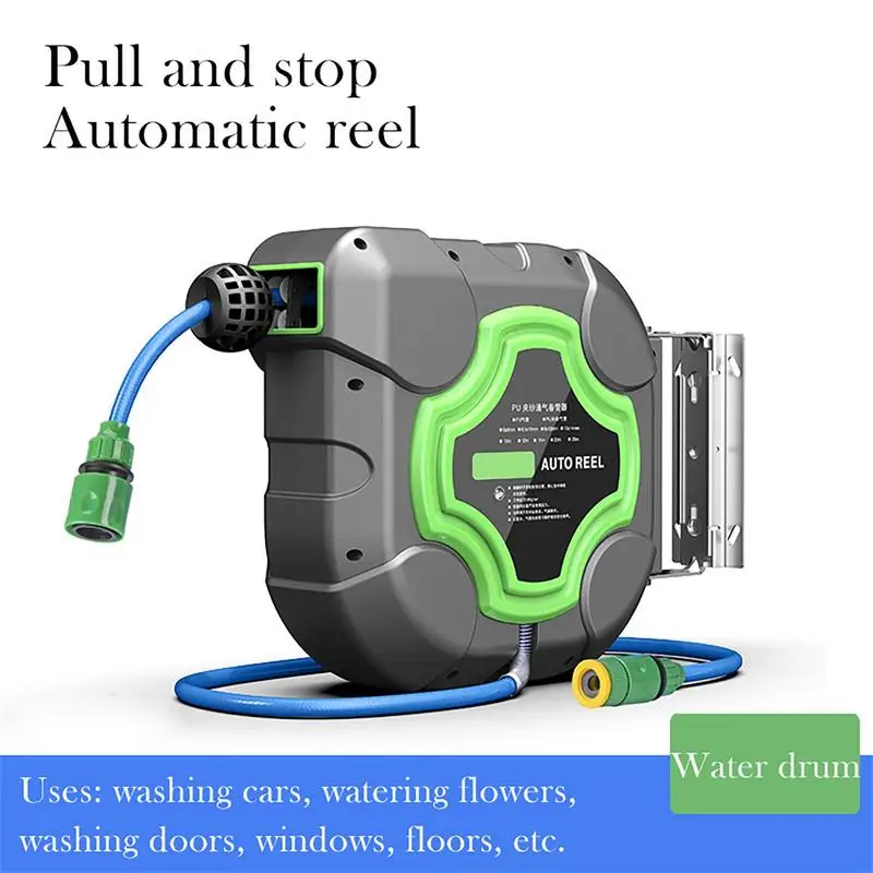 10/15/20m Automatic Retractable Hose Reel Water Drum Car Wash Garden Wall Mount Water DrumCleaning Machine Reel Telescopic