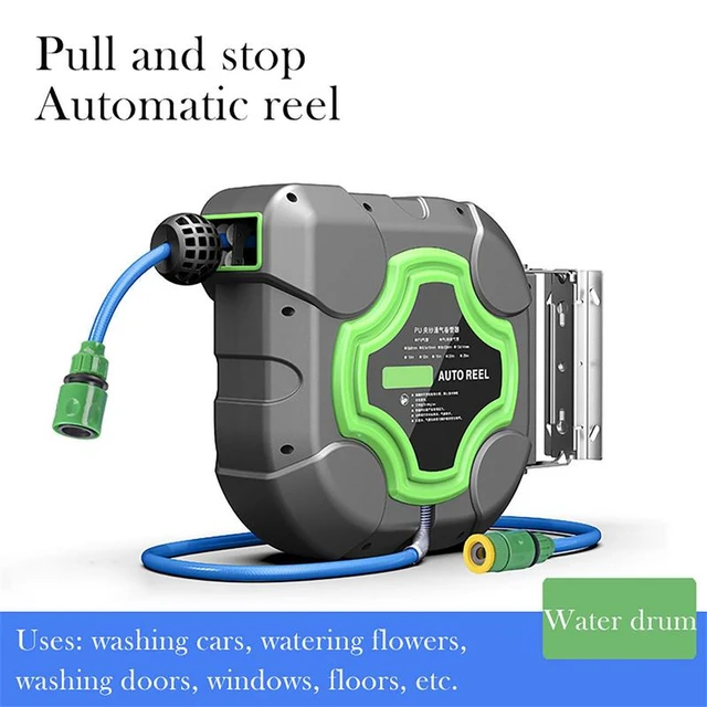 10/15/20m Automatic Retractable Hose Reel Water Drum Car Wash Garden Wall  Mount Water DrumCleaning Machine Reel Telescopic - AliExpress