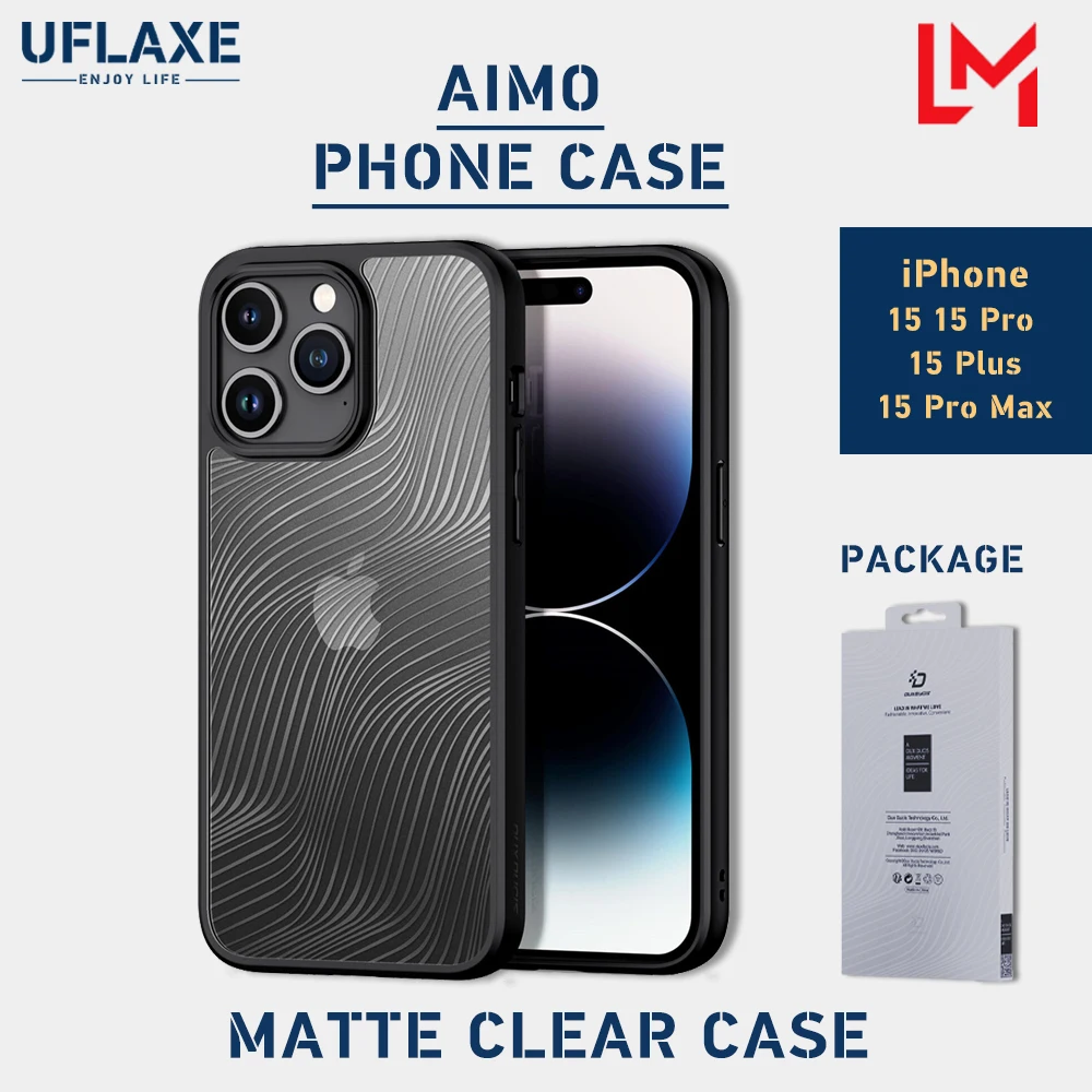 

UFLAXE AIMO Shockproof Hard Case for Apple iPhone 15 15 Plus 15 Pro Max Matte Clear Full Protection Cover anti-yellow Casing