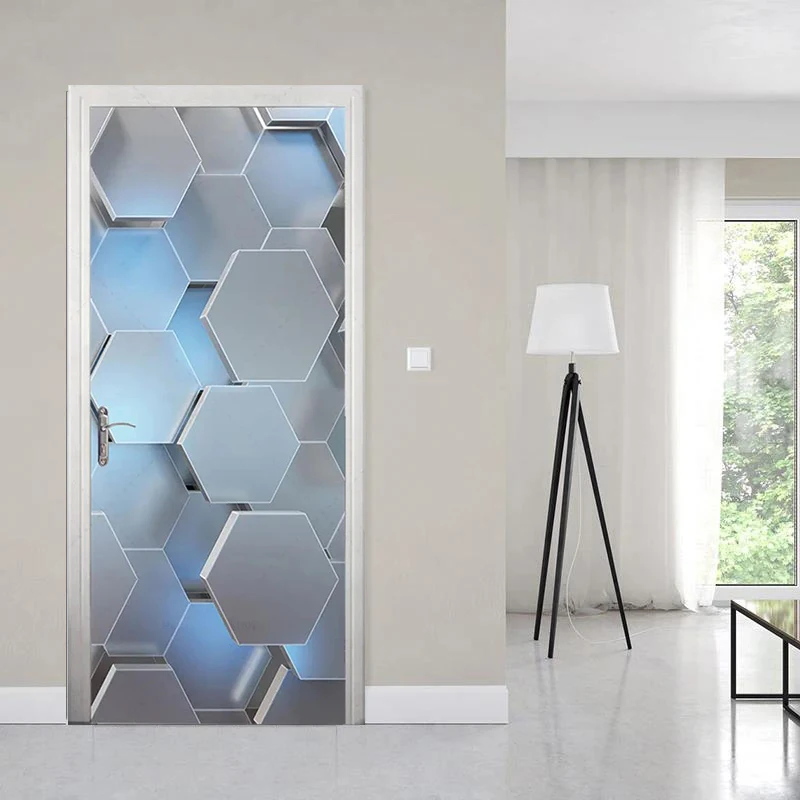 3D Geometric DIY PVC Door Decoration Sticker