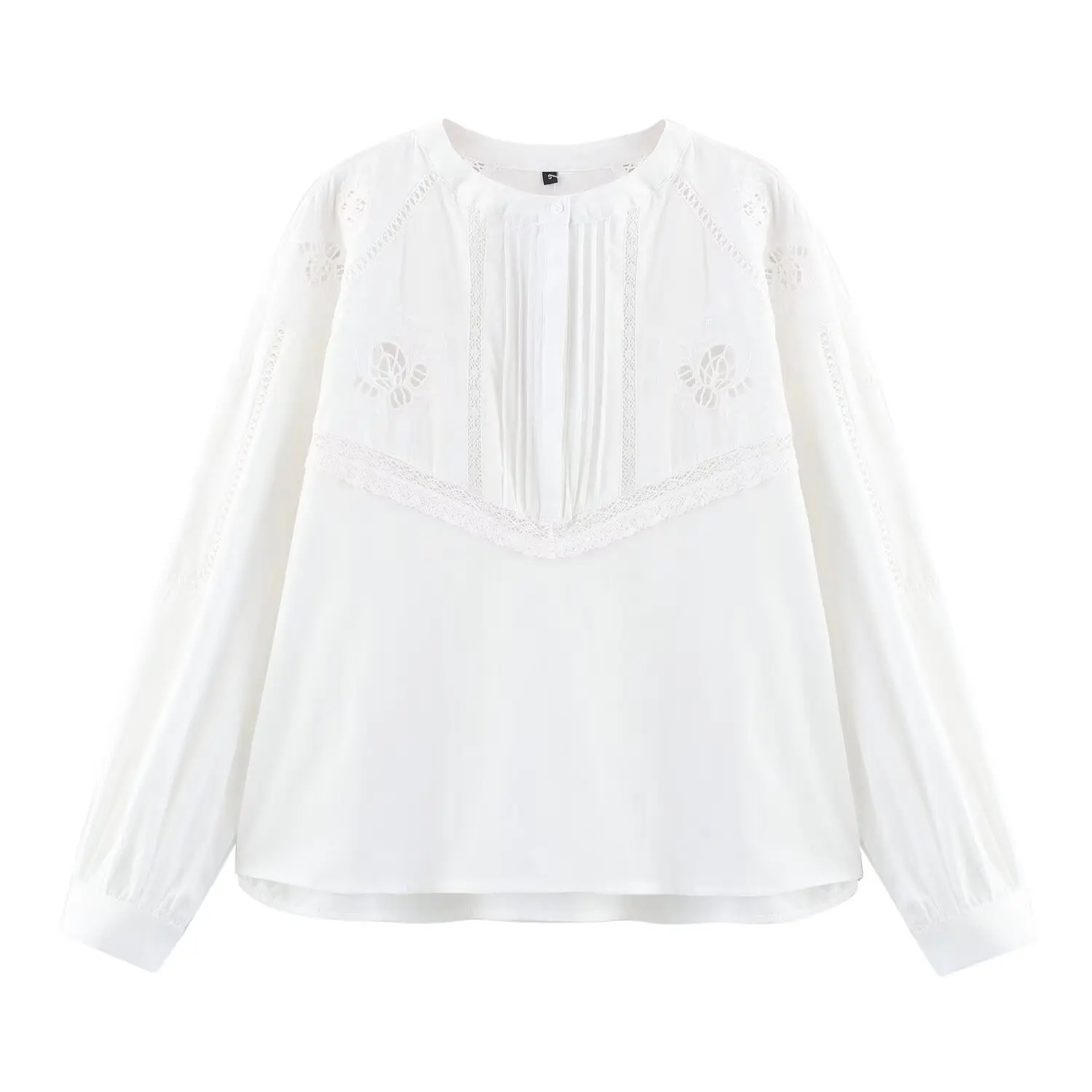 TRAFZA المرأة أنيقة مطرزة مجموعة بيضاء مجموعة تي ش...