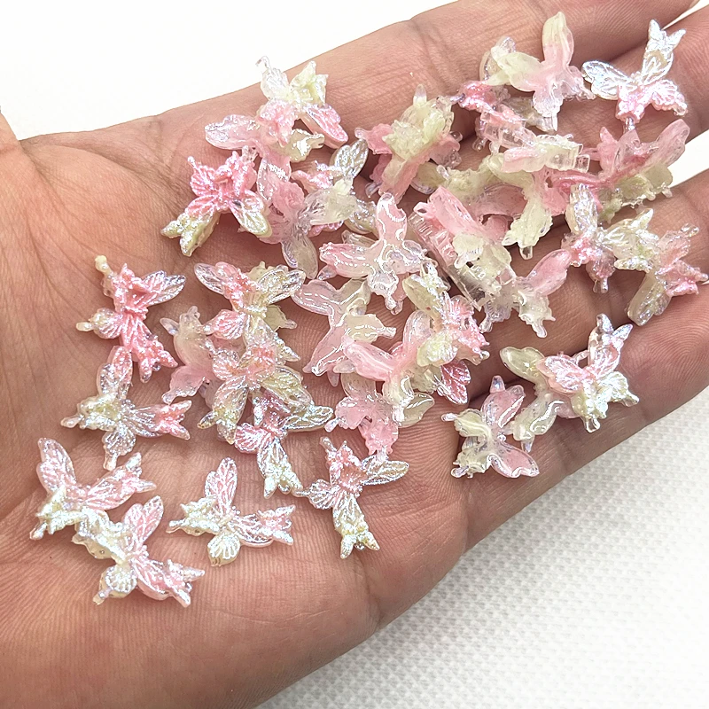Set of 30 Glitter Resin Butterflies for Jewelry and Nail Art Crafts