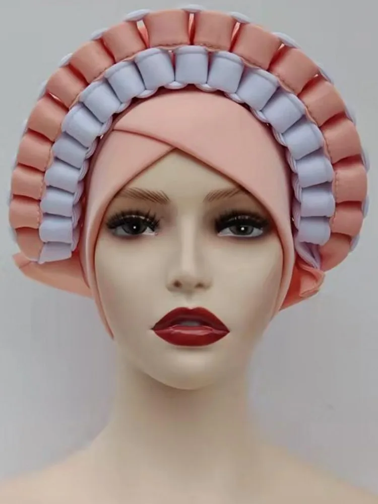 V Shaped Forehead Braids Turban Cap Shinning African Headtie Head Wraps Muslim Headscarf Bonnet Ready Hijab Hat India Pakistan