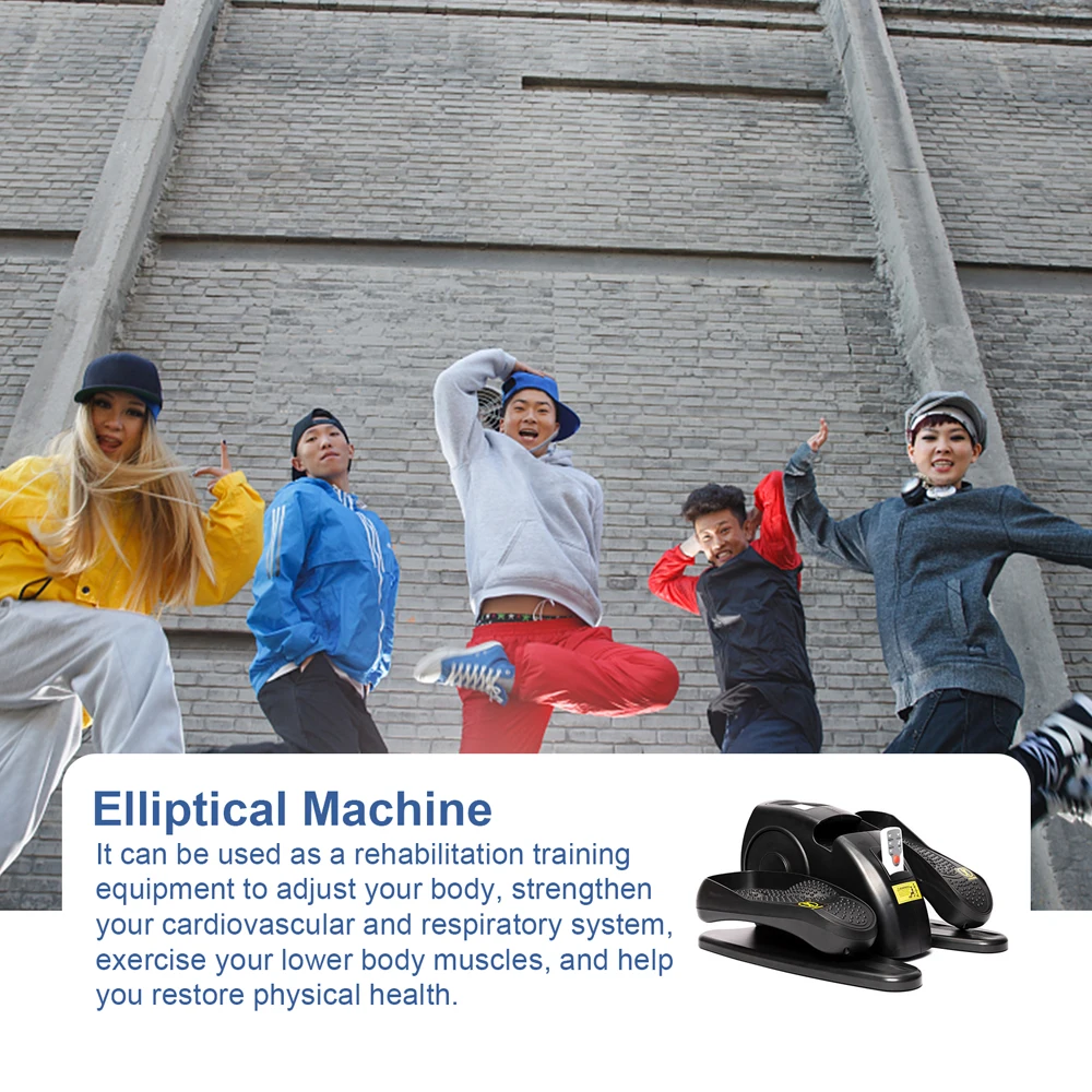 Electric Elliptical Machine Under Desk Pedal Exerciser With 5-Level Speed 3 Modes Remote Control
