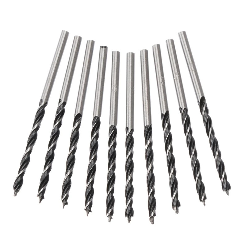 

Pack of 10 Woodworking Twist Drill Bit Set 3mm Round Shank Carbon Steel Drilling Tools for Wood Furniture Cabinet