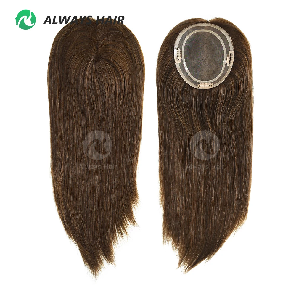 

TP04 16" 20" Woman Topper Human Hair 5.5 x 6 Mono Toupee for Women Natural Straight Chinese Cuticle Remy Hair Pieces with 3 Clip
