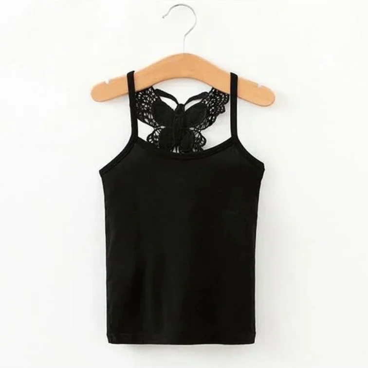 baby girls camis cotton tank tops butterfly girls camisole children underwear beauty back t shirts