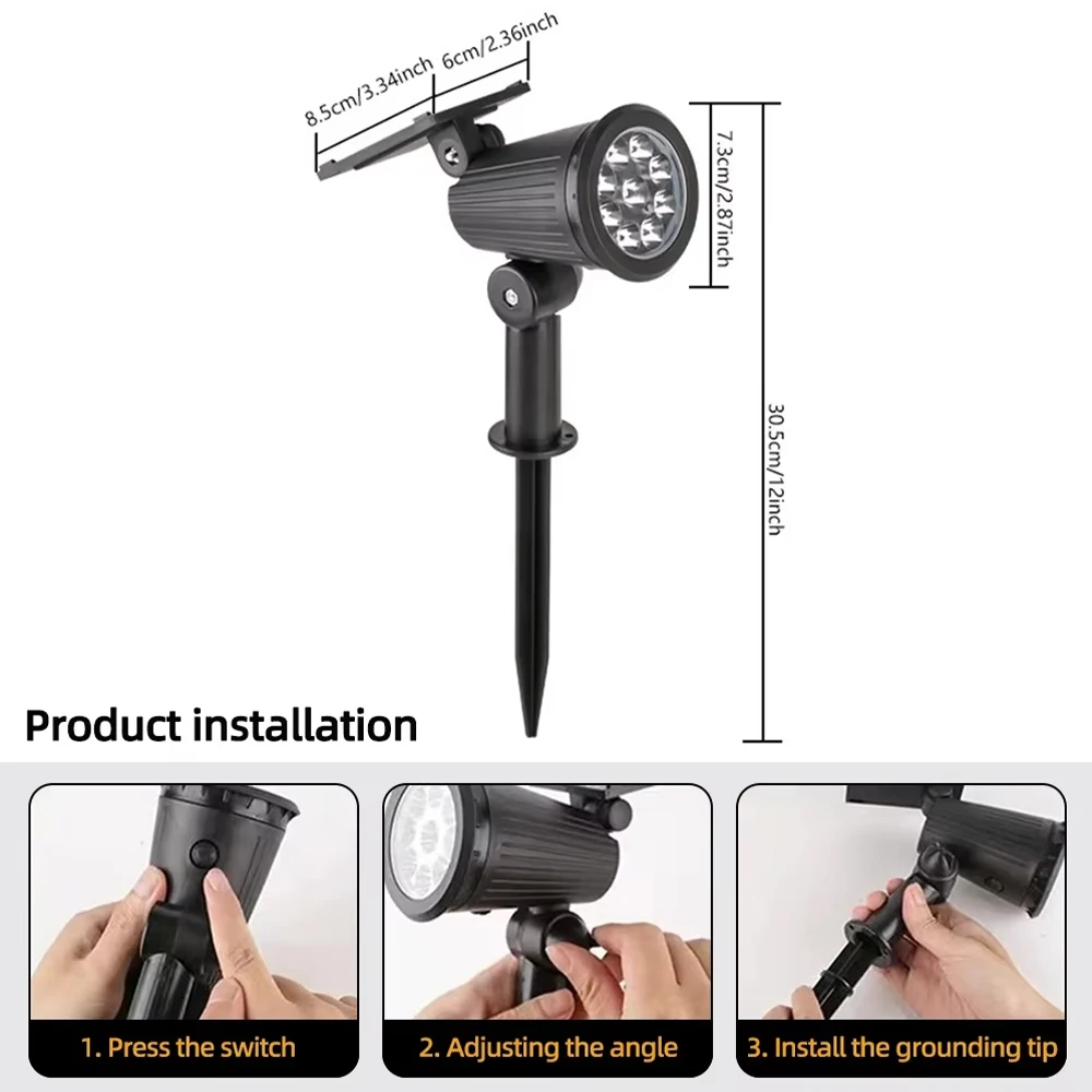 1PC Solar Spot Lights Adjustable Landscape LED Lighting Ground Light for Garden Pool Tree Pond and Yard 5