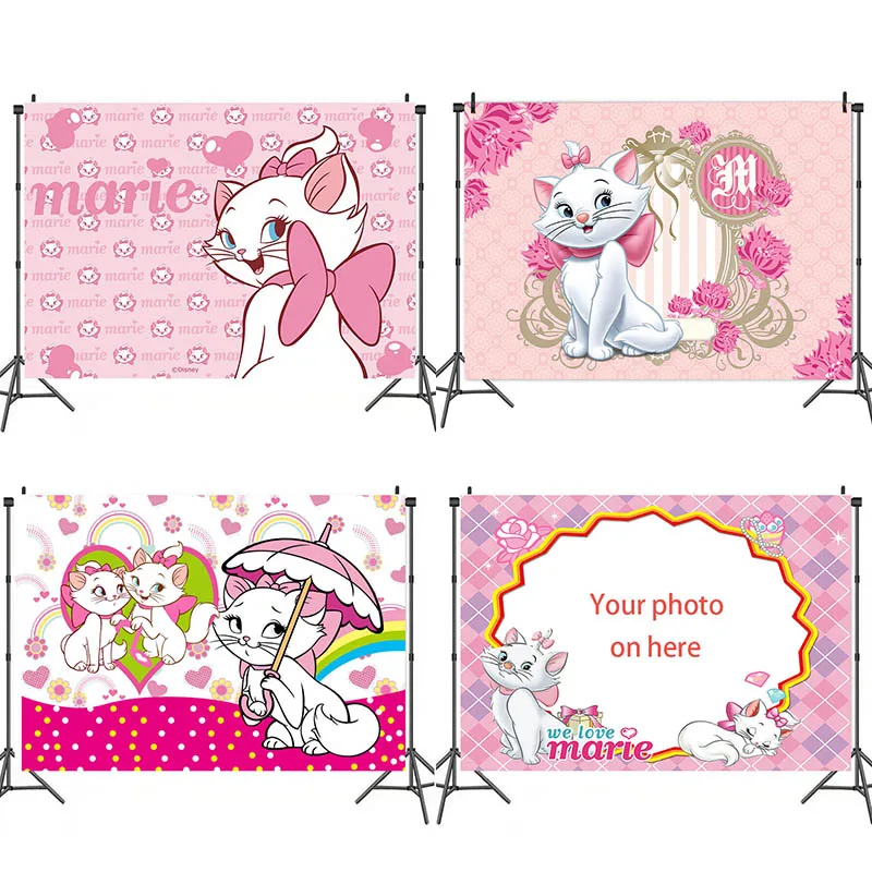 

Disney Marie Cat Background Birthday Party Supplies Kid Tapestry Wall Decor Baby Shower Banner Backdrop Decoration Boy Gift