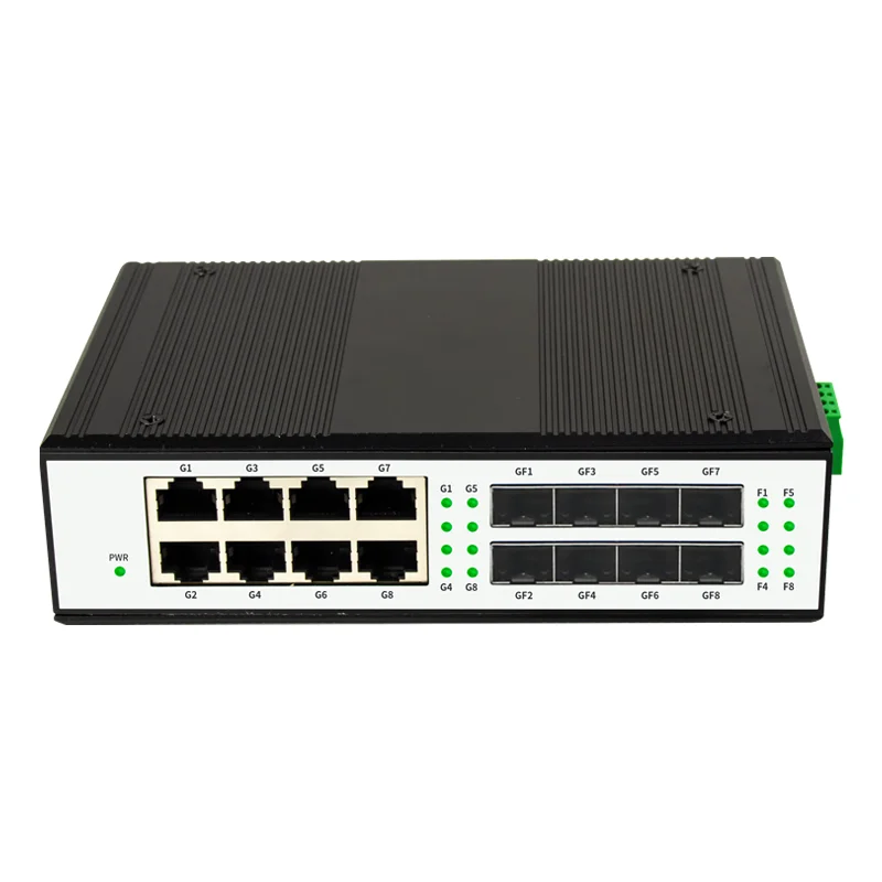 5 port 8 port 100 m gigabit switch 8 port ethernet switch guide rail installation optical fiber switch monitoring non managed Gigabit 8 port industrial PoE and 8 fiber optical SFP SC LC Din-rail Ethernet poe Switch