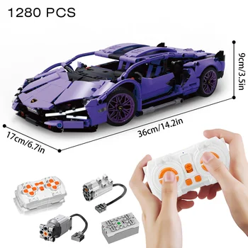 Riceblock Technical 1:14 Racing Sport Car Model Building Blocks Bricks MOC City Vehicle Supercar Adult Toy For Boy Children Gift 5