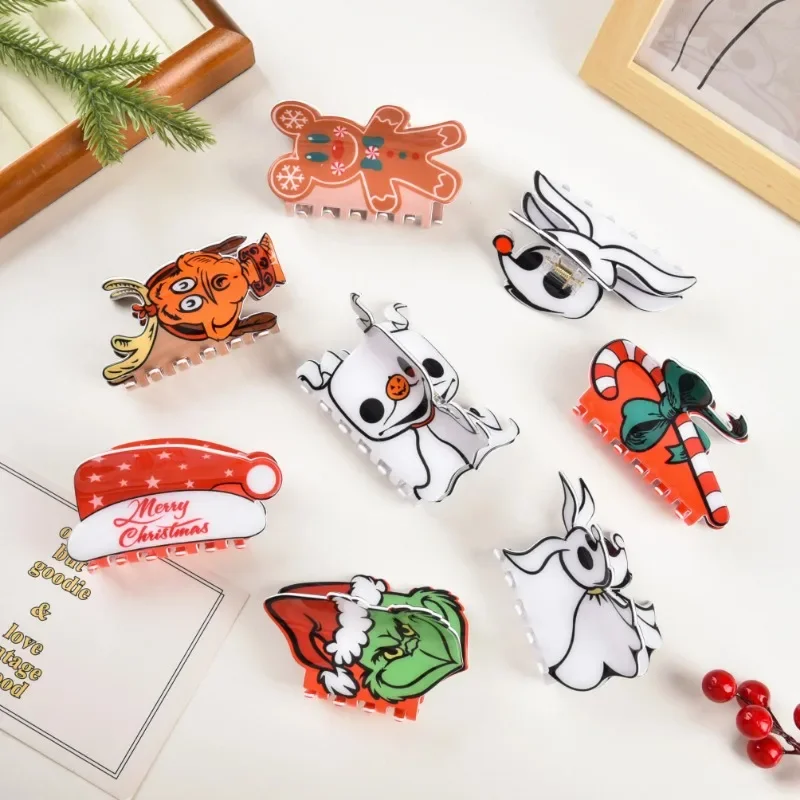 

New Cartoon Christmas Hair clips Hairpins Gingerbread Man Crab Hair Claw Acrylic Shark Clip for Women Girls Hair Accessories