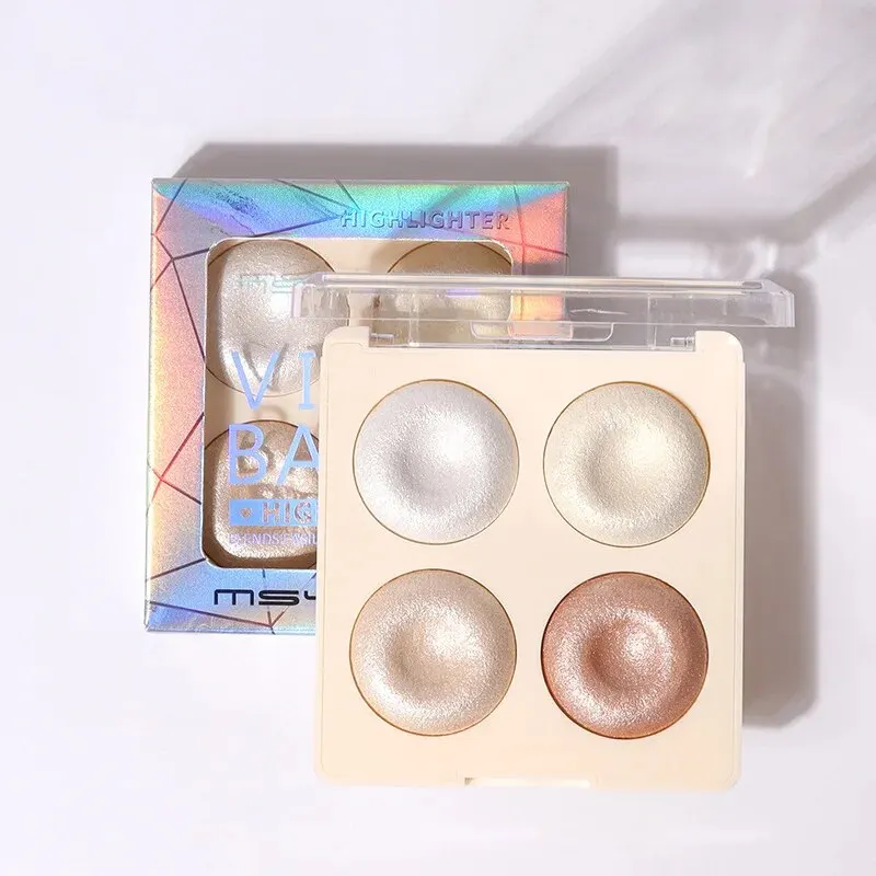 Four-Color Pearlescent Baked Powder High-Gloss Eye Shadow Contouring Blush Makeup Eye Shadow Palette