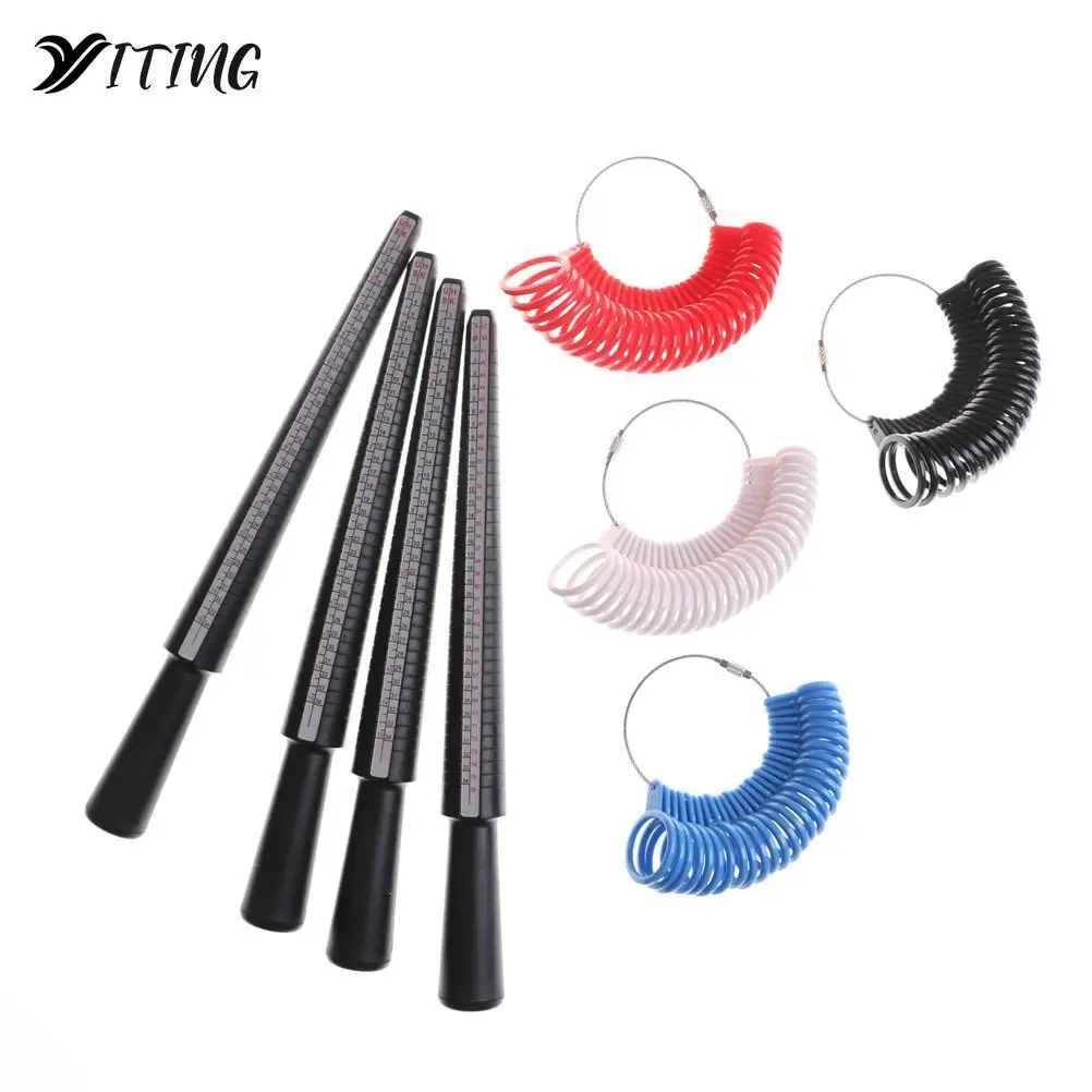 

1Set Measuring Sizes Tool Ring Size Stick Mandrel Finger Gauge Plastic Ring Jewelry Sizer Set