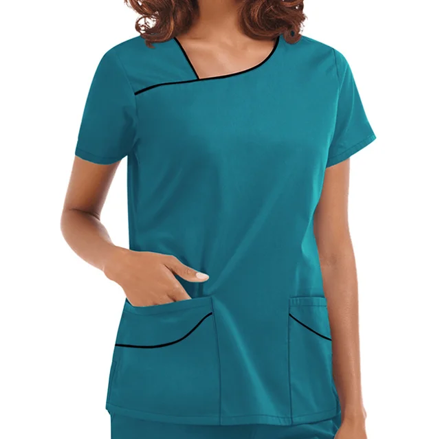 Fashion Short Sleeve Scrub Uniforms Doctor Overcoats Dentist Set Medical Tops Pants Men Women
