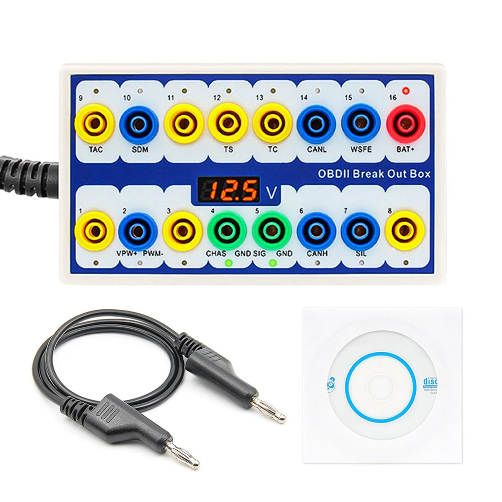 

OBD2 Break Out Box 16 Pin Out Box Protocol Detector Car obd2 Protocol Diagnostic Connector with Electronic Current Display