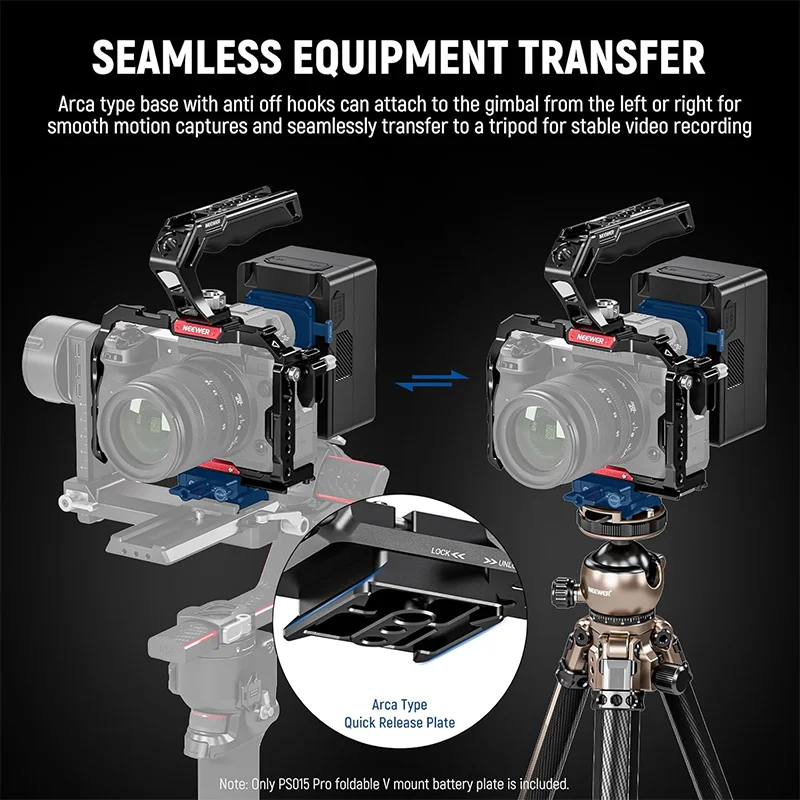 NEEWER Foldable V Mount Battery Plate Arca Camera Baseplate RS3 RS4 Gimbal & Tripod Lightweight DSLR Camera Video Rig