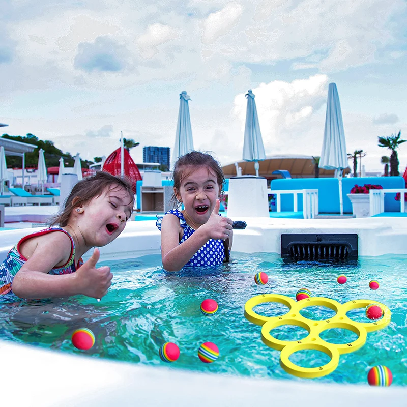 Water Toys Floating Table With 12 Rainbow Balls Pool Game Set Pool Water Throwing Game Fun Gifts for Teens Adults And Family