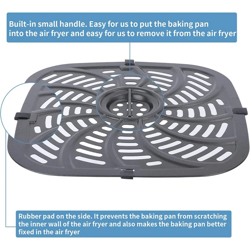For Chefman RJ38-SQSS-8T-D 8QT Air Fryer Replacement Grill Pan Air Fryer Accessories Nonstick Removable Grill Pan