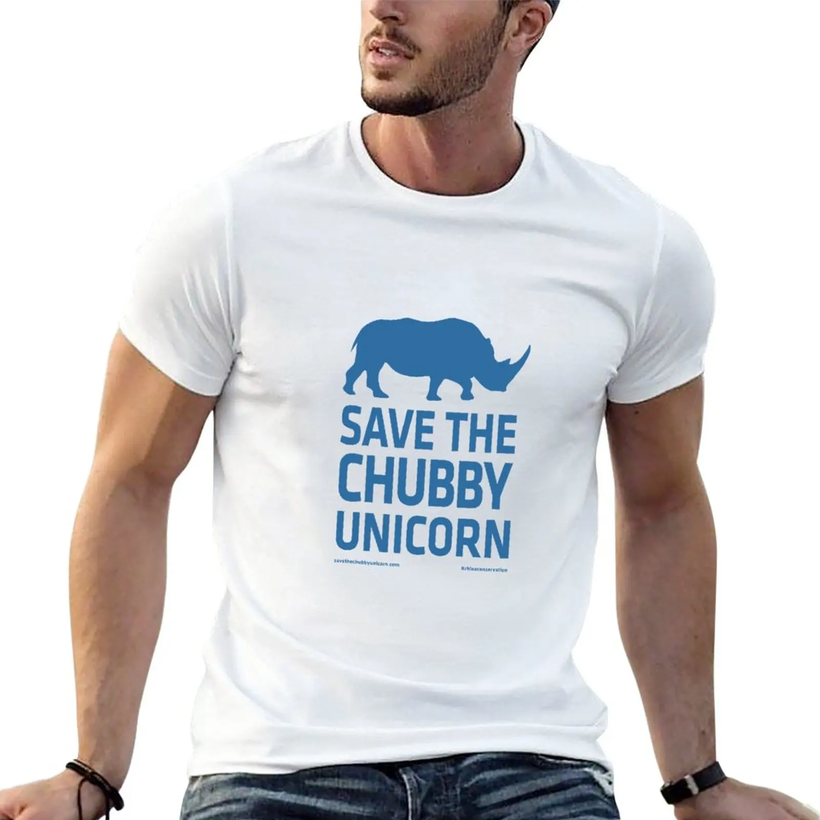 New Save The Chubby Unicorn - Blue T-Shirt blank t shirts oversized t shirts Men's t shirts