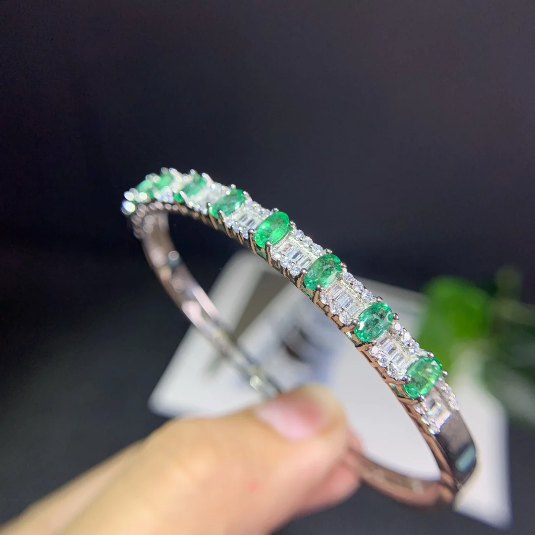 

Women's 925 Silver Emerald natural Gem bracelet luxury women's jewelry Women's free shipping Christmas women's bracelet boutique