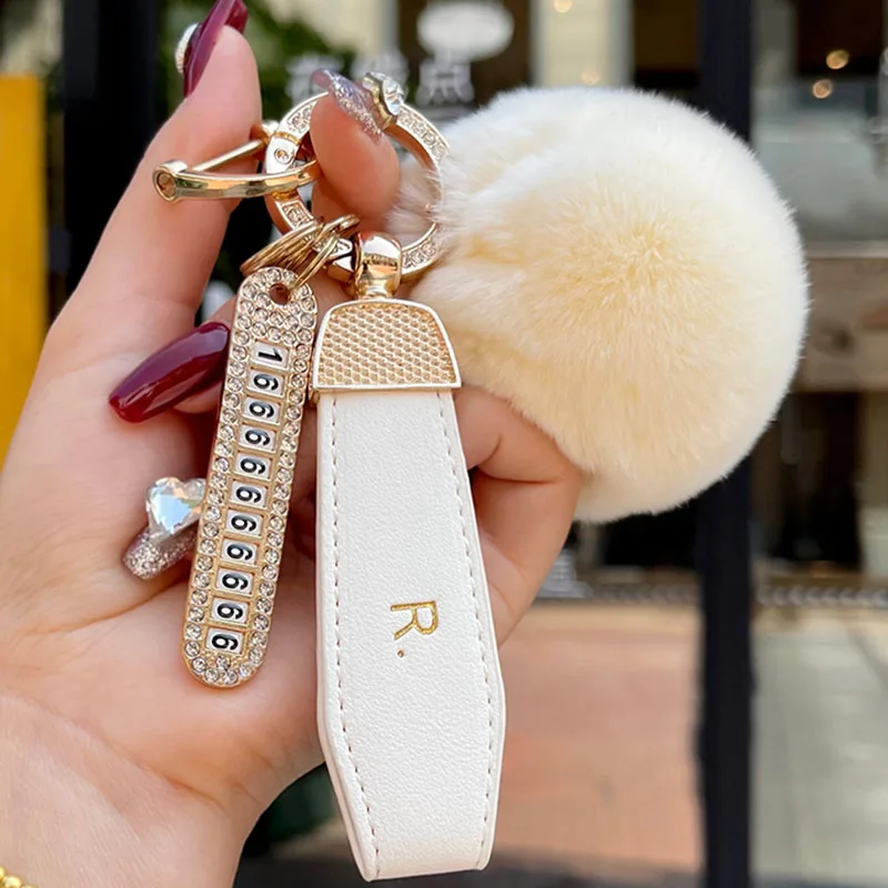 Soft Artificial Fur Keychain Personalized Plush Ball Key Ring Cute Pom Pom  Bag Charm Key Chains for Women Girls Couple Gifts