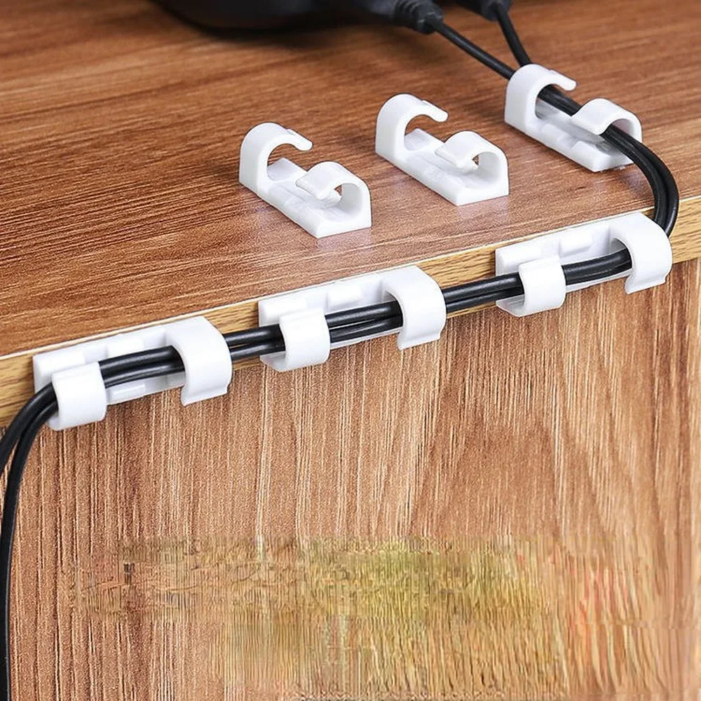 20pcs Usb Organizer Cables Desk Cable Holder Self-adhesive Cable Clip Cord Holder Winder Wire Clips Office Accessories