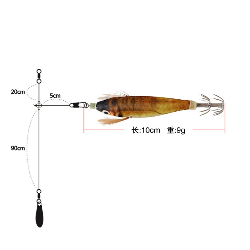 Billings 10cm/9g 2er-Set Leuchtende Holzgarnelen-Imitationsköder, Tintenfisch-Imitation, Mehrgrößen-Langwurf-Rundbauchgarnelen – Detail 7