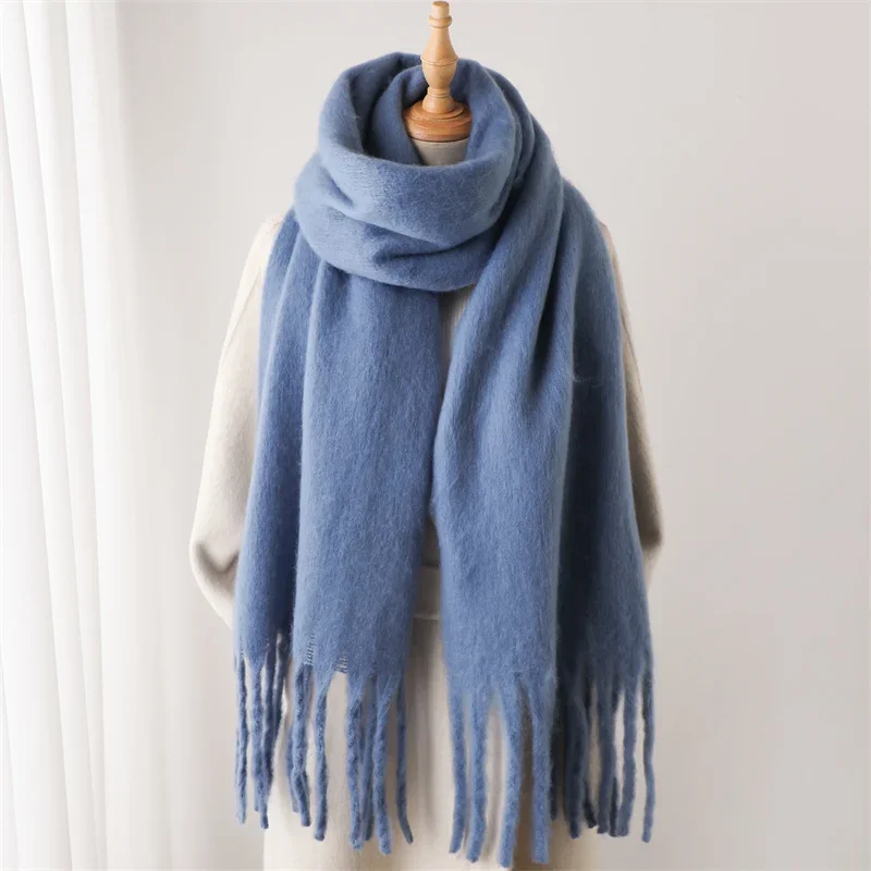 Women's Cashmere Warm Winter Scarf with Tassels