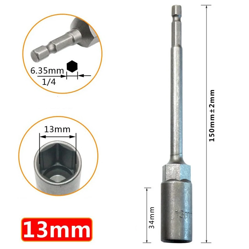Pistolenbohrer Steckschlüssel Zimmerei 150 mm 1 Stück Adapter Chrom-Vanadium-Stahl Sechskantmutter Elektroschrauber – Detail 17