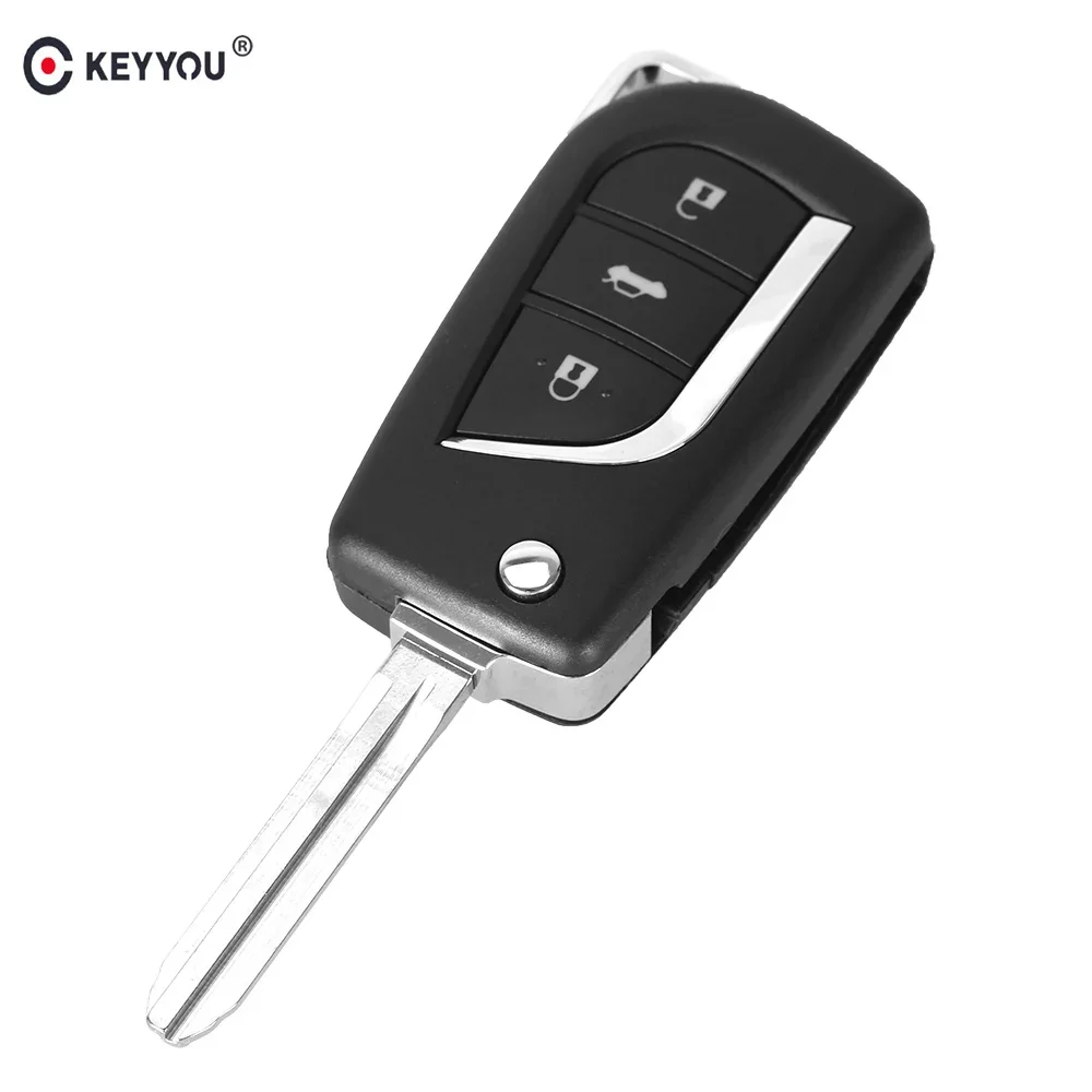 

KEYYOU 10 pcs/lot 3 Button Replacement Filp Folding Remote Blank Car Key Shell Case TOY43 Blade For Toyota Corolla RAV4 Auto Key