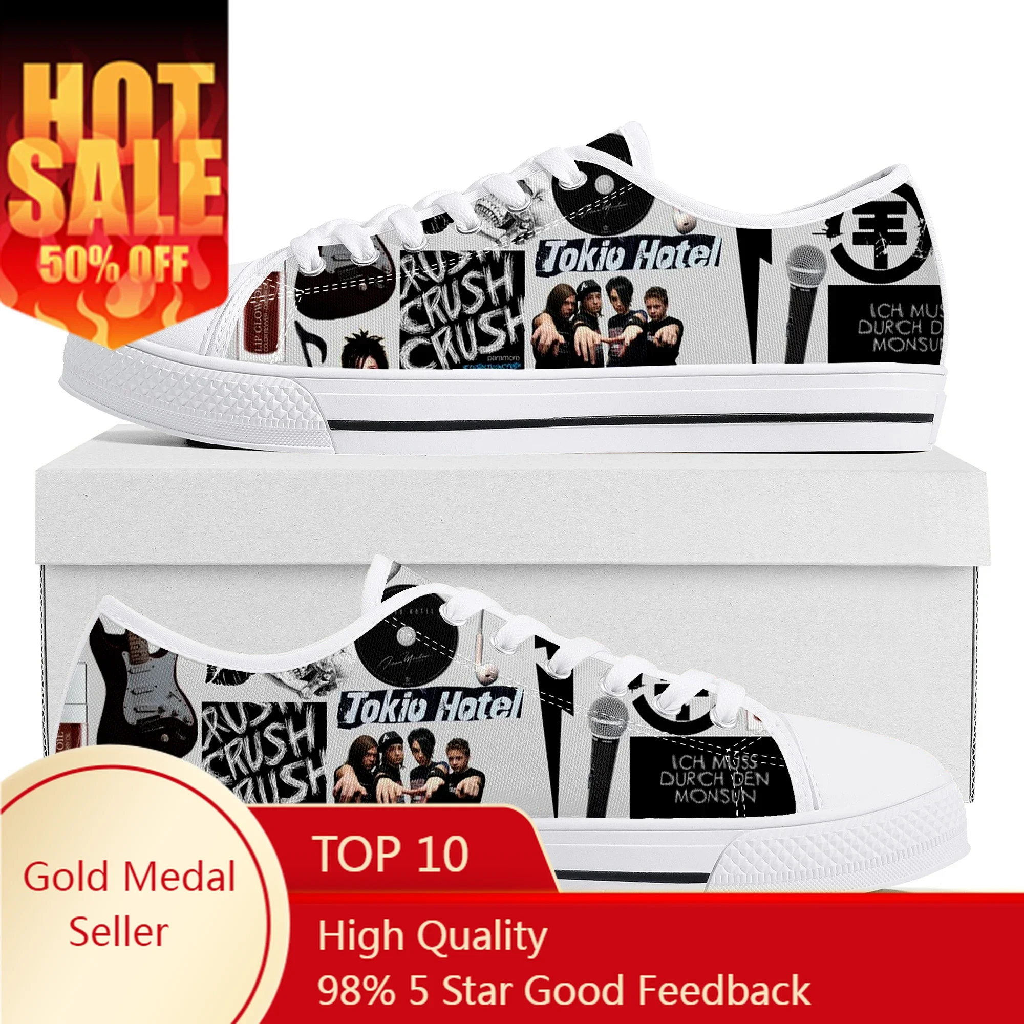 Germany Rock Band Tokio Hotel Low Top Sneakers Men Women Teenager High Quality Shoes Canvas Sneaker Couple Made shoe