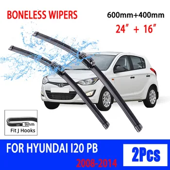 For Hyundai i20 PB 2008-2014 Car Wiper U-type Soft Rubber Boneless Wiper HD Quiet Durable Automotive Wiper 24"+16"