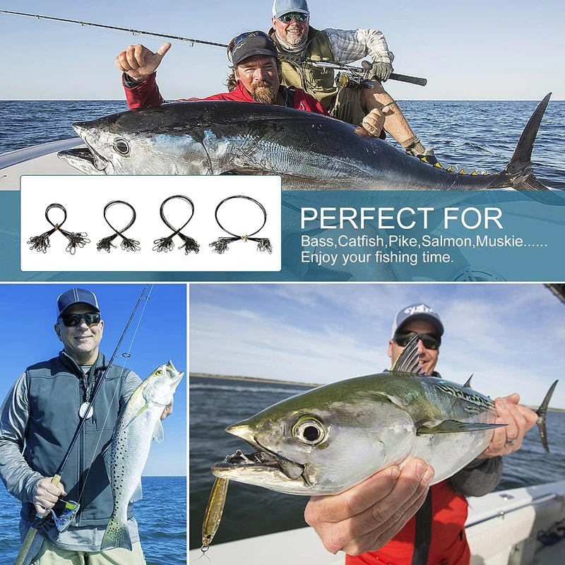 100/50/30/10pcs Anti Bite Steel Fishing Line Steel Wire Leader With Swivel Fishing Accessory Tools Lead Core Leash Fishing Wire 6