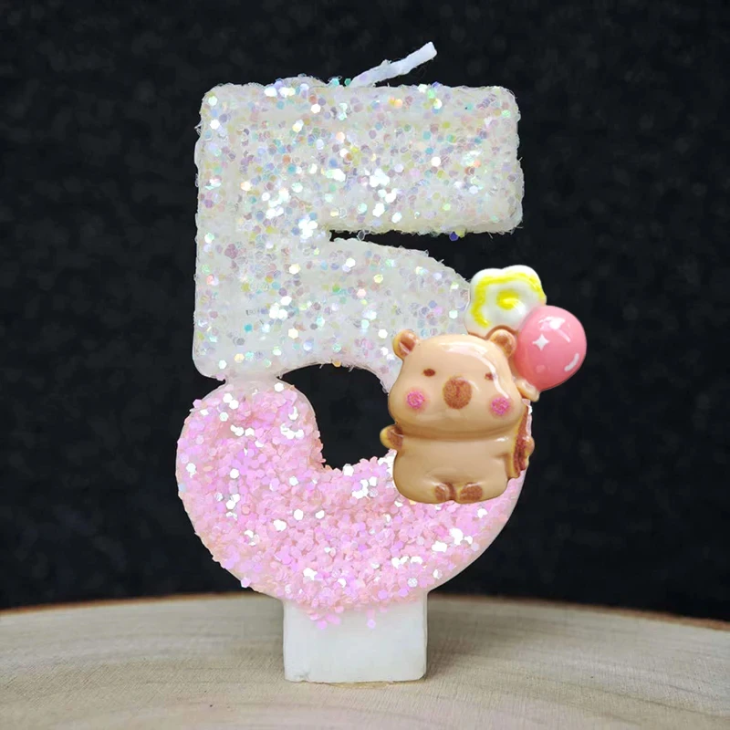 Kawaii Kerze Capybara 0-9 Nummer Geburtstagstorten-Dekoration Kapibala Tortenstecker für Geburtstag – Detail 16