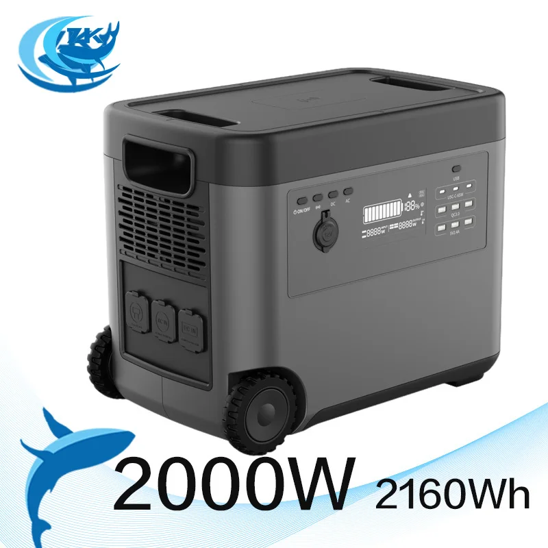 

Zkon Portable Power Station 2000W 2160Wh 220V 110V Lifepo4 Extral Battery Solar Generator Camping Fast Charging Pure Sine Wave