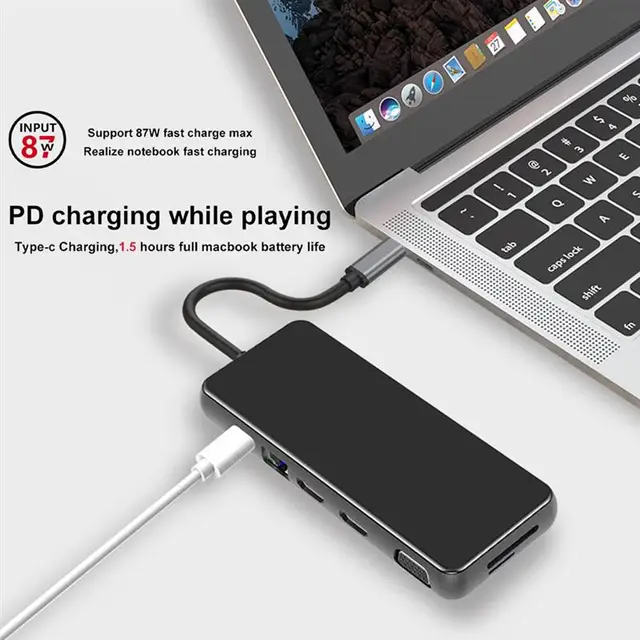 USB C Hub PC Laptop Docking Station USB 3.0 HDMI-Compatible VGA RJ45 PD Card Reader for Macbook Pro/HP/DELL NoteBook Type C Hub 3