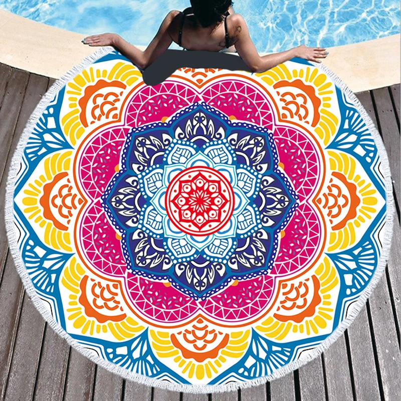 

Новинка 150 см чакра пляжное полотенце с бахромой Toalla Гобелен Мандала Sunblock круглое банное полотенце Лотос богемный Коврик для йоги одеяло
