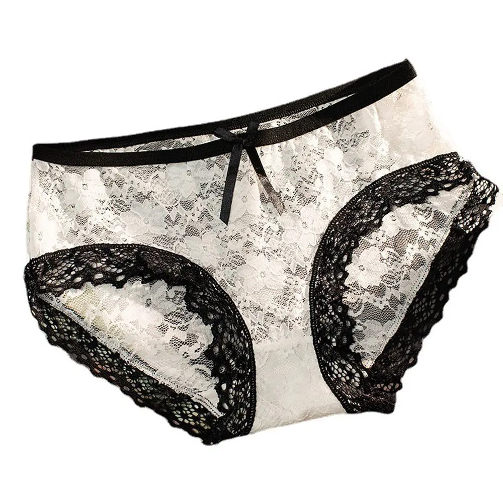 Women Lace Mesh Bowknot Briefs